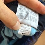 Nike  Dri Fit Blue Geometric Mesh Crop Running Leggings Photo 4