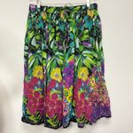 Take Two PXL Floral Midi Skirt Elastic Waist Lightweight Colorful Tropical Boho Black Size undefined Photo 1