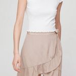 Aritzia Sunday Best Taupe Wrap Ruffle Mini Skirt Photo 0