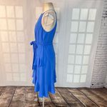 Cynthia Steffe CeCe Blue Sleeveless Cascasding Ruffle Halter Asymmetrical Dress Size 8 Photo 6