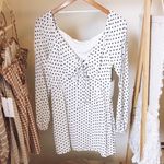 Cotton Candy LA Polka Dot Tie Front Mini Dress In White - M Photo 3