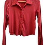 Wilfred Aritzia  Pose Collared Button Up Waist Crop Blouse Size Medium Photo 0