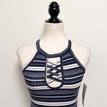 Wishful park Ribbed Stripe Key Hole Sleeveless Tank NWT Juniors Small Racerback Photo 1