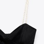 ZARA Blogger Fav Little Black Dress Midi Faux Pearls Sarin Rttect Party Coctail Photo 4