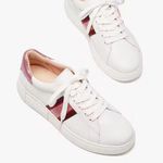 Kate Spade Keswick Glitter Stripe Low-Top Sneakers White Pink Stripe 9.5 Photo 0