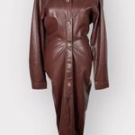 Nanushka Sami Vegan Leather Dress Plum Chutney Women's Size Med NWT Brown Photo 2