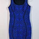 Lotus Threads New York Blue Black Geometric Stretch Bodycon Mini Dress Small Photo 0