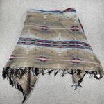 Mudd Womens Poncho Wrap Sweater Tan Aztec Fringe Southwestern Oversized Boho NEW Photo 7
