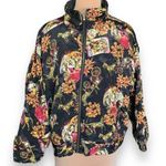 Vintage 90s Sport Jacket Black Yellow Zip Front Windbreaker Floral Equestrian Black Size undefined Photo 2