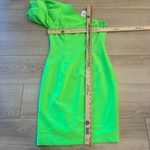 Black Halo NWT  Cooper Sheath Dress One Shoulder Neon Green Puff Sleeve Size 6 Photo 2