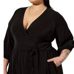 Torrid NWT Tea Length Studio Studio Crepe de Chine Surplice Dress 3x Black Photo 1