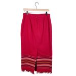 Requirements Vintage Red Wool Blend Aztec Print Fringe Hem Midi Skirt Size 10 Photo 1