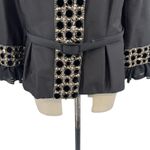 Escada Jacket Blazer Beaded Embellished Satin Peplum Ruffle Size 46 US 16 Black Photo 6
