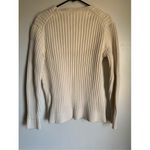 Banana Republic  Womens 100% Cotton White Cable Knit Pullover Sweater‎ sz L Cozy Photo 2