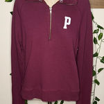 PINK - Victoria's Secret VS PINK Maroon Loose Fitting Quarter Zip Photo 0