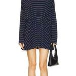 Norma Kamali Super Oversized Shirt Flared Mini Dress in True Navy Pinstripe
 Photo 0