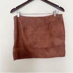 Free People  Brown Faux Suede Wrap Mini Skirt Size 8 Ruched Side Zipper Photo 3
