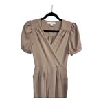 Monteau  Los Angeles Taupe Puff Sleeve Surplice‎ Jumpsuit Pockets Women's Small Photo 1