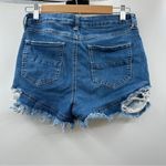 REWASH  Medium Wash Mid Rise Heavily Distressed Raw Hem Denim Short Shorts Size 7 Photo 1