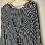 ZARA  Trafaluc  Black and White Striped Tie-Front Long Sleeve Blouse Size Small Photo 5