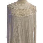 Free People  Spring Valley Lace Trim Ivory Knit Top Oversized Size XS Photo 2