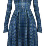 House Of CB DELIA Blue TARTAN Midi Dress size M Photo 4