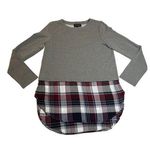 Romeo + Juliet Couture Crewneck Plaid Flannel Tunic Top Size Small 90s Preppy Photo 0