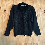 American Vintage Vintage Western Connection Black Beaded Cardigan Cotton Button Up Sweater Sz M Photo 0