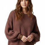 POL Boucle Knit Textured Sweater Womens M Brown Cozy Slouchy Earthy Boho Soft Photo 0