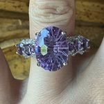 Genuine Rose de France Amethyst Sterling Silver Cocktail Ring Size 7 Photo 0