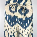 ZARA White Blue Aztec Print High Waist Wide Leg Belted Tie Waist Trouser Pants M Photo 3