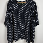 Maggie Barnes Blouse Top Womens 4X Black Polka Dot Short Sleeve Relaxed Fit Boxy Photo 0