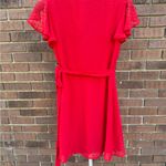 Lulus  Much to Celebrate Red Swiss Dot Flutter Sleeve Wrap Mini Dress Size Small Photo 8
