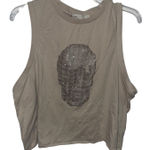 Vintage Havana Rhinestone Skull Cropped Tank Top Women's Size S Beige Sleeveless Photo 0