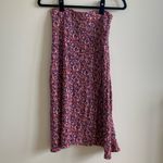 Gap  Pink Blue Floral Flowy Midi Skirt Slit XS Photo 4
