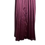 ASOS  Plum Burgundy Satin Lace Trim Pleated Cold Shoulder Maxi Dress Size 4 Photo 6