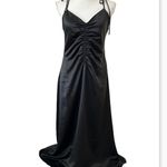 Jason Wu  Black Ruched Front Tie Shoulder Maxi Dress Size Large Photo 3