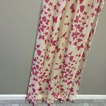 Source Unknown Cream and Fuschia/Magenta Butterfly Scarf with Tassels- OS (approx- 72” by 42”) Photo 10