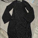 Elegant Black and White Polka Dot Long Sleeve Dress Size M Photo 0