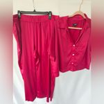 EXPRESS  Satin Wide Leg Pajama Set Women’s size XL in raspberry pink. Like new! Photo 7