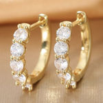 CZ Cubic Zirconia Gold Hoop Earrings for Women Photo 0