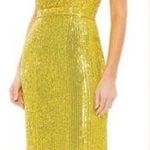 Mac Duggal NWT Yellow Sequined Ruched One Shoulder Gown - 26694 Photo 0