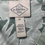 St John's Bay XL Green Tropical Print Linen Shirt Dress Short Sleeve Pockets Photo 4