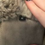 Giolshon Women's Faux Suede Leather Faux Fur Coat with Faux Fur Collar with belt Gray Size XL Photo 5