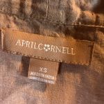 April Cornell Linen Blend Cardigan with Embroidery Size XS Tan Photo 2