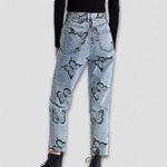 PacSun Eco Butterfly Jeans High Waisted Straight Leg Raw Hem Light Wash Blue 26 Photo 1