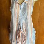 Free People Sleeveless Button Down Shirt Mackenzie Wrap Striped Multicol… Photo 3