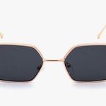Hexagon Metal Rim Pimp Style Retro Vintage Style Narrow Rose Gold Sunglasses Photo 0