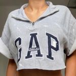 Gap 🍦 HALF ZIP CROPPED PAINT VINTAGE SWEATSHIRT 🍦 Photo 0