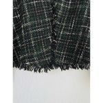 ZARA  WOMAN Tweed Fringed Mock Neck Front Cropped Jacket Plaid Black Green Size M Photo 6
